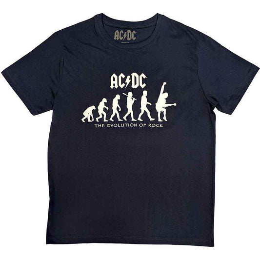 AC/DC Unisex T-Shirt: Evolution of Rock (Navy Blue)