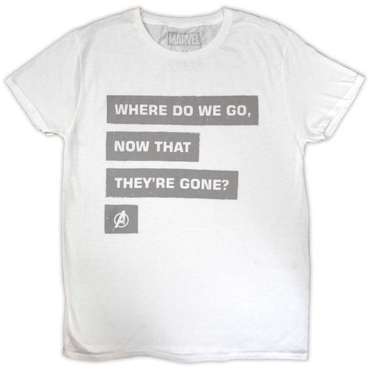 Marvel Comics Unisex T-Shirt: Avengers Now That They're Gone (White)