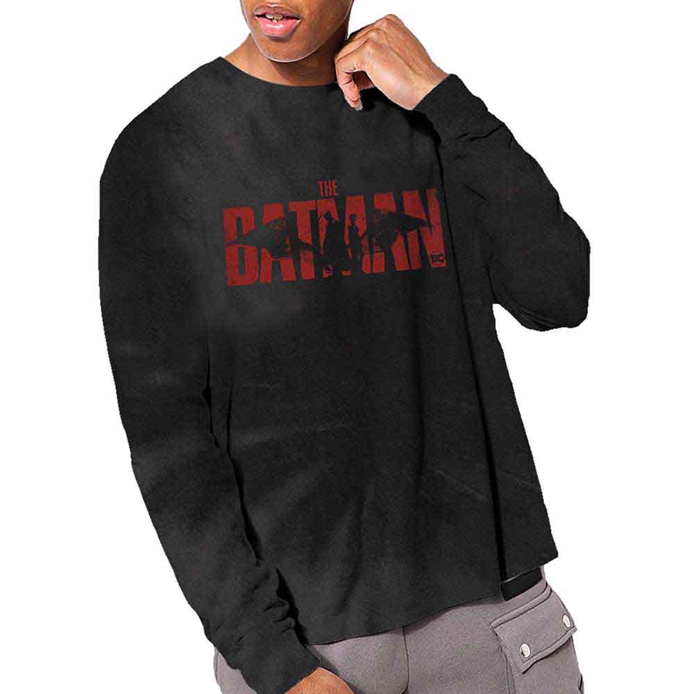 DC Comics Unisex Long Sleeve T-Shirt: The Batman Logo (Black) (Wash Collection)