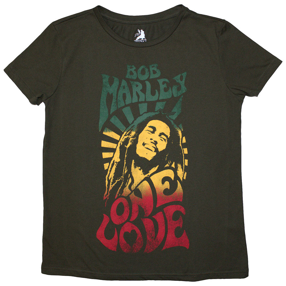 Bob Marley Ladies T-Shirt: One Love Gradient (Green)