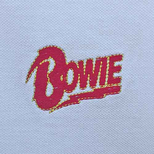 David Bowie Unisex Polo Shirt: Flash Logo (White)