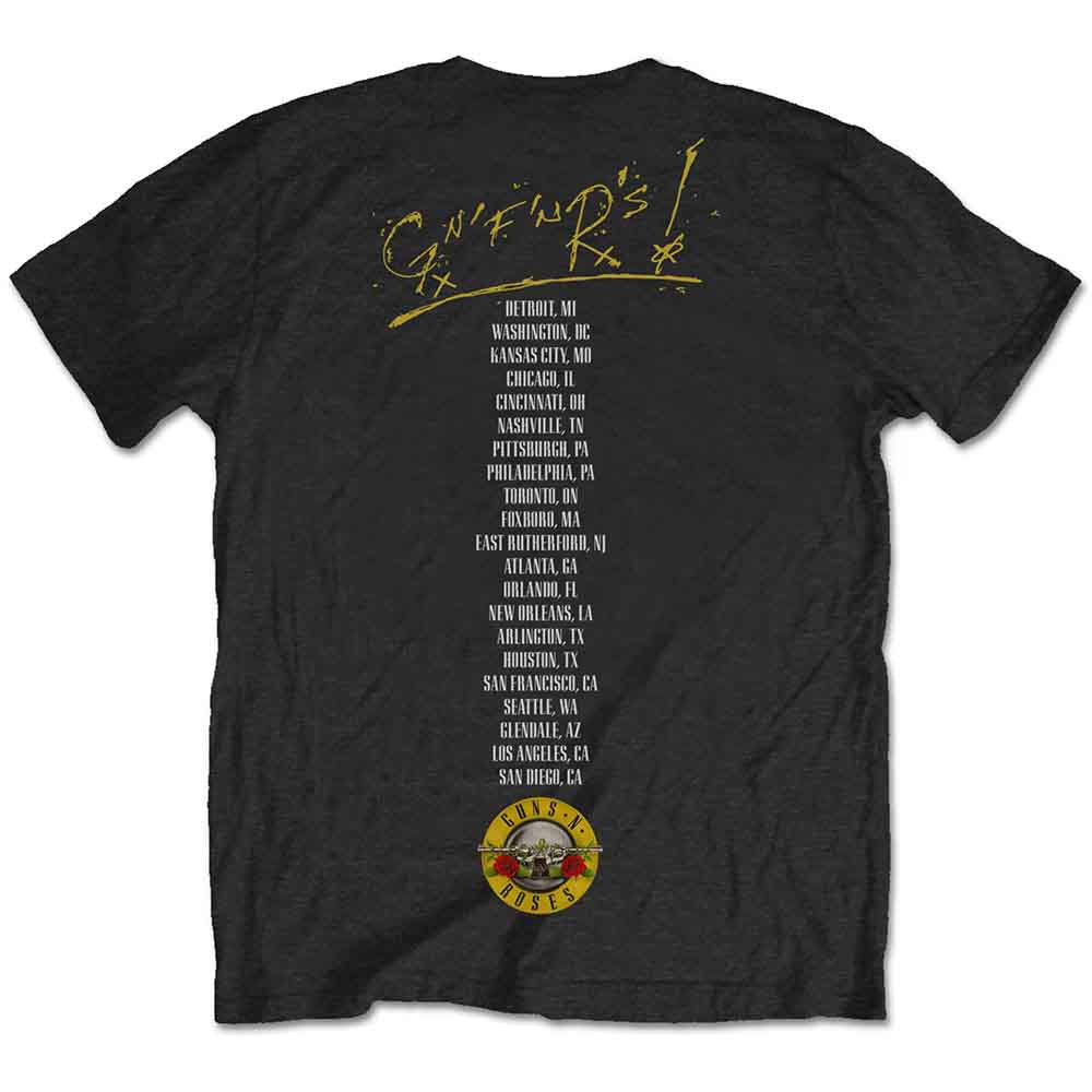 Guns N' Roses Unisex T-Shirt: Not in this Lifetime Tour (Black) (Back Print)