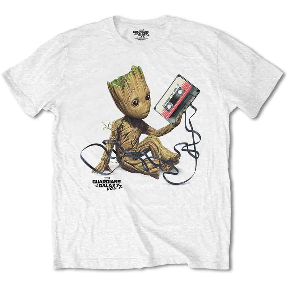 Marvel Comics Unisex T-Shirt: Guardians of the Galaxy Groot with Tape (White)