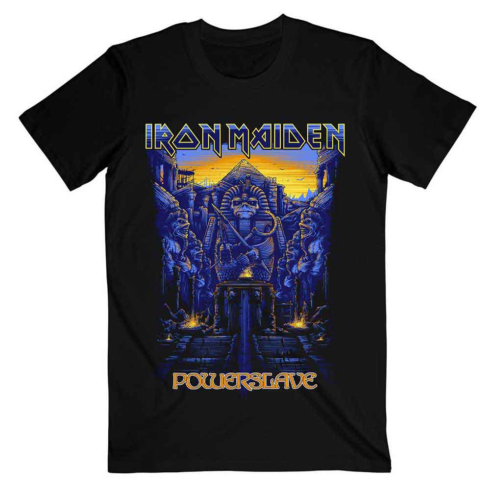 Iron Maiden Unisex T-Shirt: Dark Ink Powerslaves (Black)