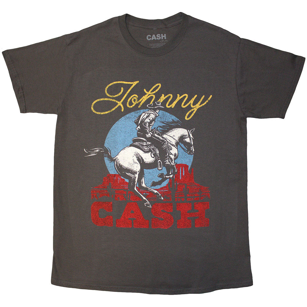 Johnny Cash Unisex T-Shirt: Gallop (Charcoal Grey)