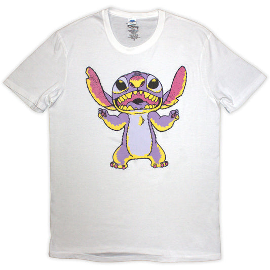 Disney Unisex T-Shirt: Lilo & Stitch Purple Stitch (White)