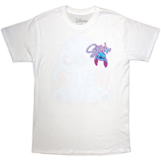 Disney Unisex T-Shirt: Stitch Spray Paint (White) (Back Print)