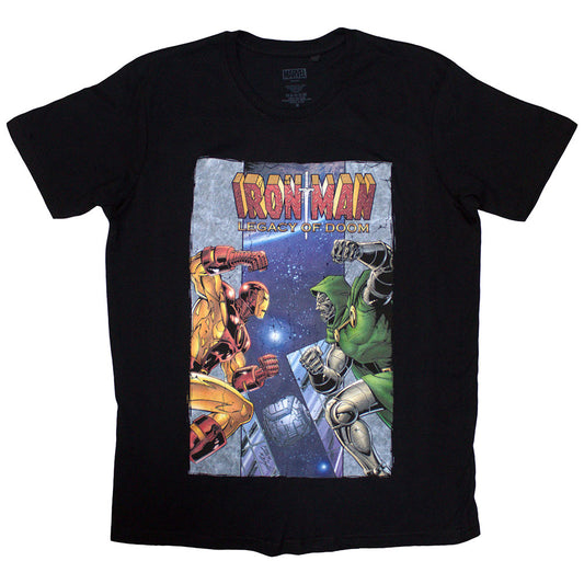 Marvel Comics Unisex T-Shirt: Iron Man vs Dr Doom (Black)
