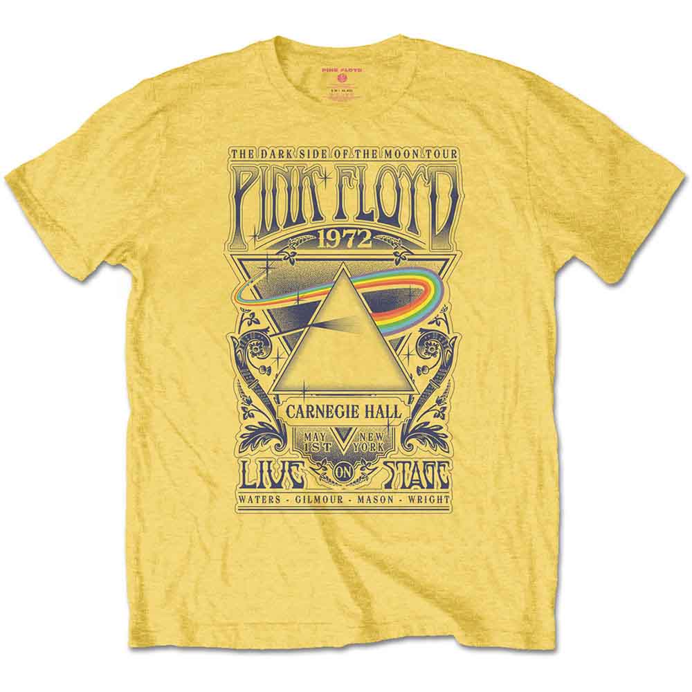 Pink Floyd Unisex T-Shirt: Carnegie Hall Poster (Yellow)