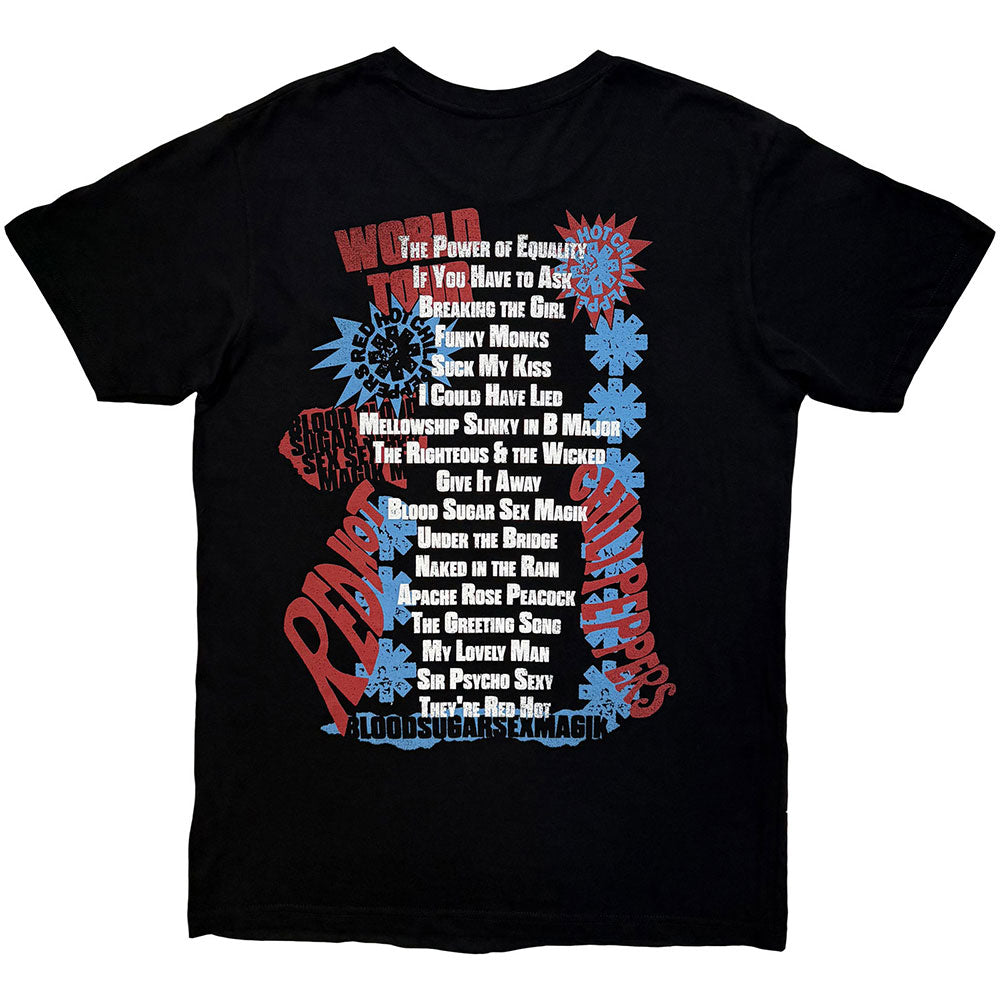 Red Hot Chili Peppers Unisex Premium Carbon T-Shirt: Blood Sugar Sex Magik Tracklist (Black) (Back Print)