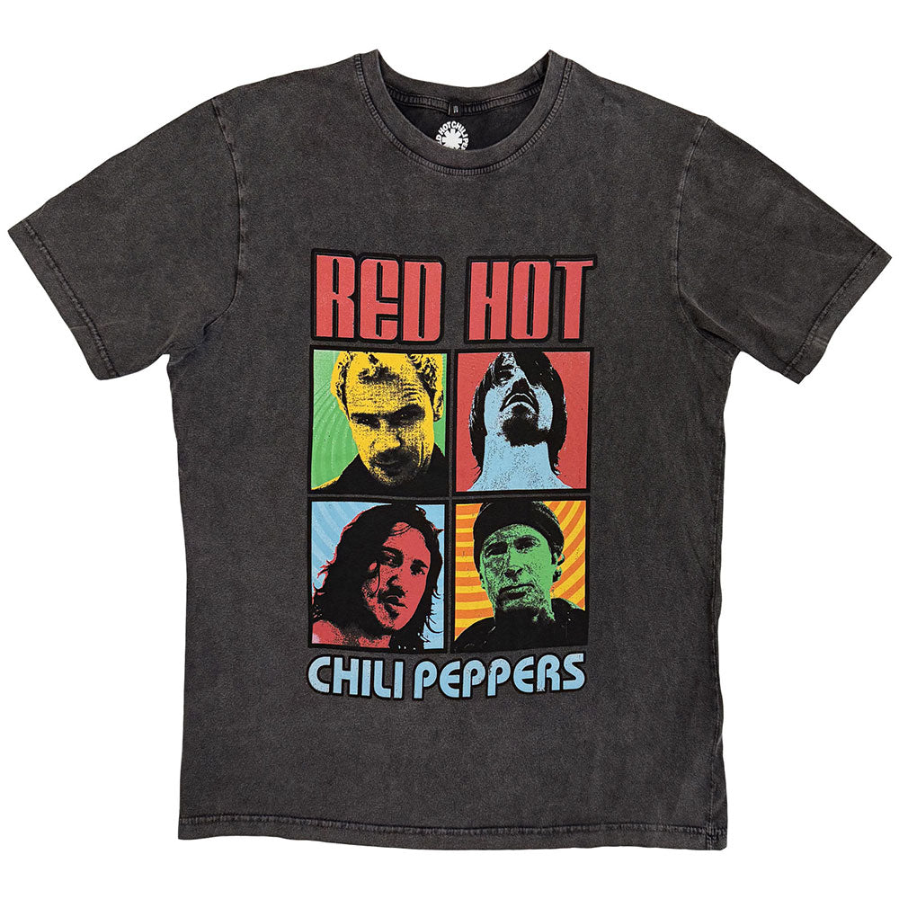 Red Hot Chili Peppers Unisex Stone Wash T-Shirt: Portrait Photos (Charcoal Grey)
