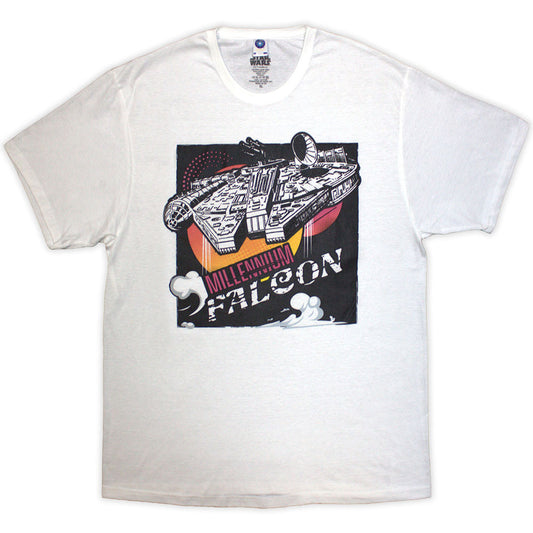 Star Wars Unisex T-Shirt: Millennium Falcon Graphic (White)