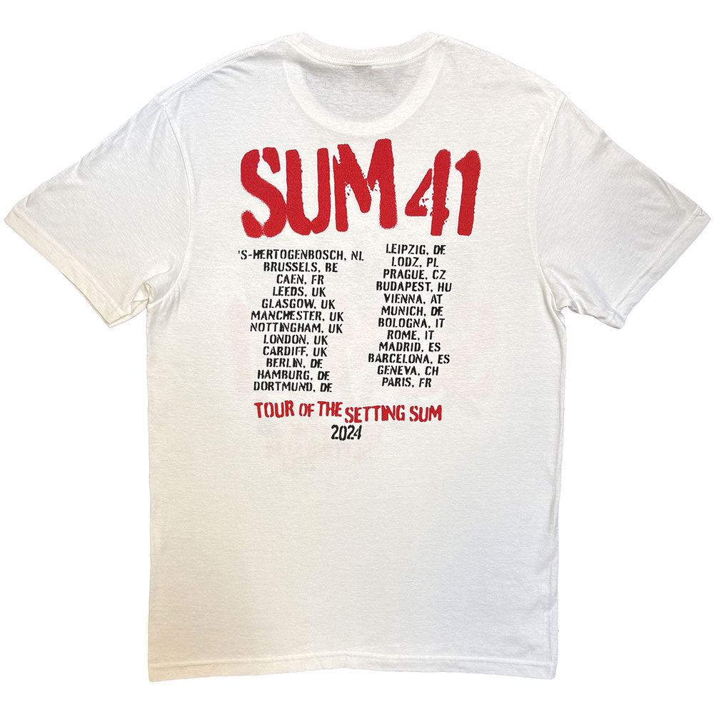 Sum 41 Unisex T-Shirt: Tour '24 Pt.2 Spray Paint (White) (Back Print) (Ex-Tour)