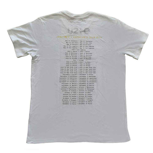 U2 Unisex T-Shirt: Live Action (White) (Back Print & Ex-Tour)