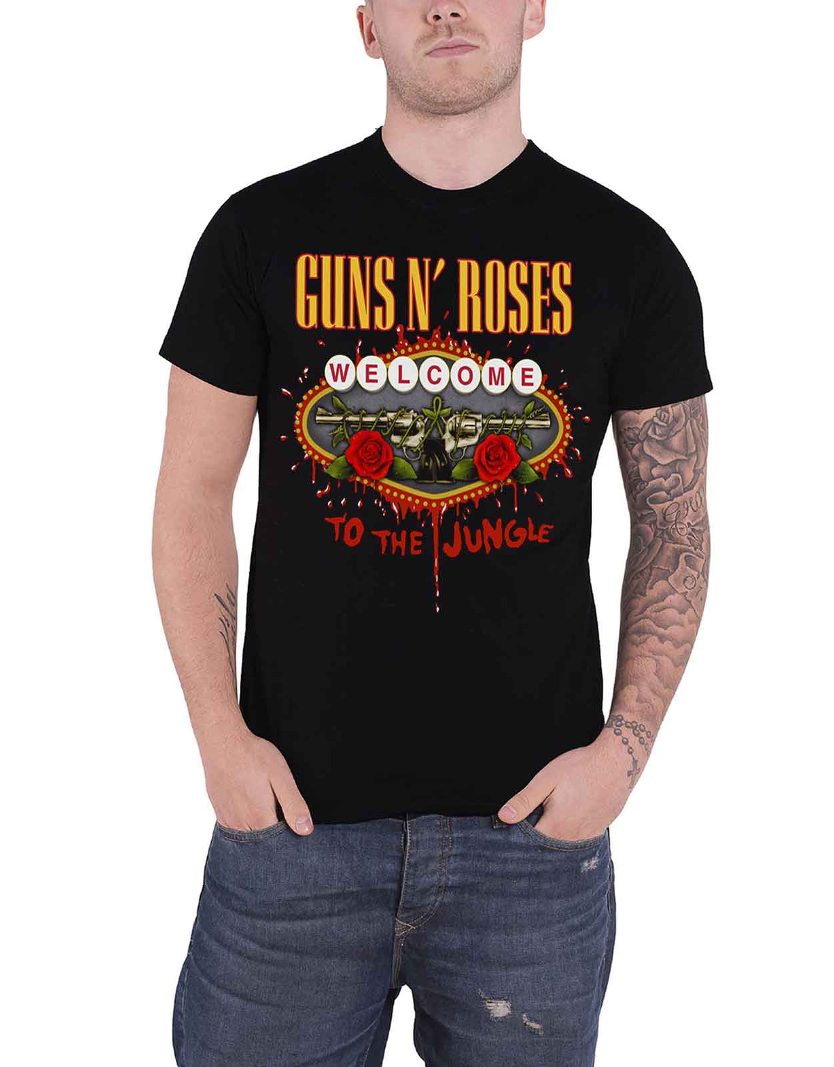 Guns N' Roses Unisex T-Shirt: Welcome to the Jungle (Black)