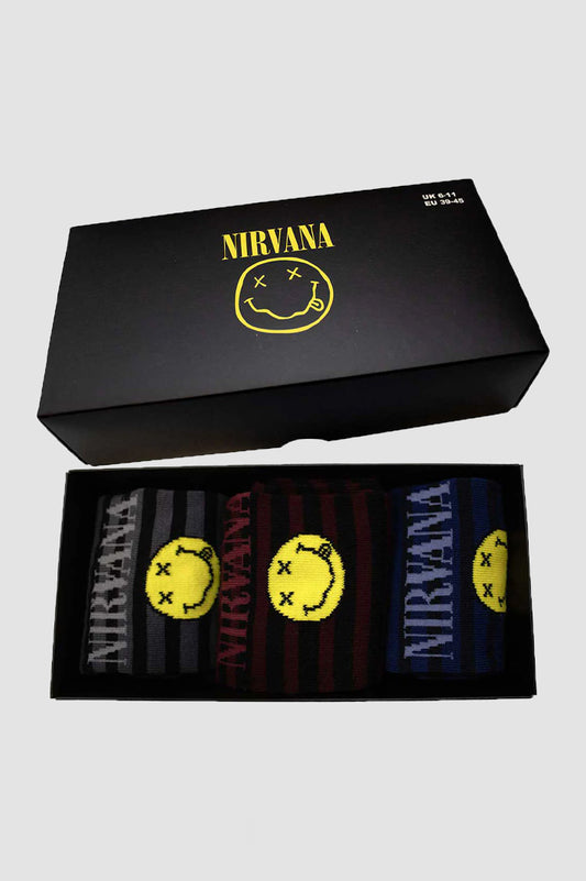 Nirvana Grunge Smile Stripes Ankle Socks Boxed Set