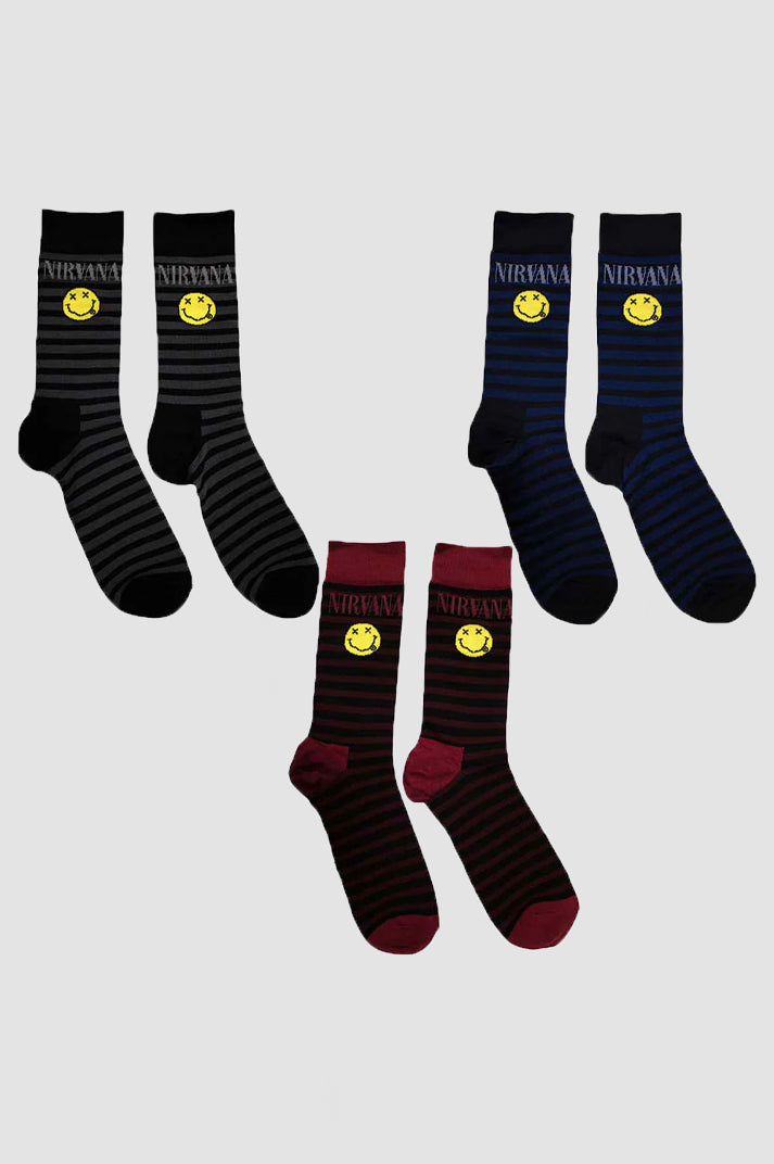 Nirvana Grunge Smile Stripes Ankle Socks Boxed Set