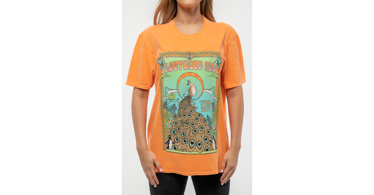 Rock Off Fleetwood Mac T Shirt Tour 1970 Peacock Band Logo Nouveau Officiel Unisex Orange Size S Rock Off Fleetwood Mac T Shirt Tour 1970 Peacock Band Logo Nouveau Officiel Unisex Orange Size S