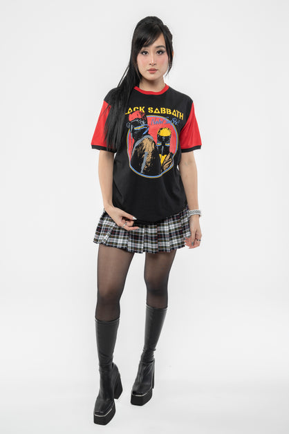 Black Sabbath T-Shirt Ufficiale – Never Say Die, Manica Raglan, Cotone Morbido, Unisex, Nero/Arancione