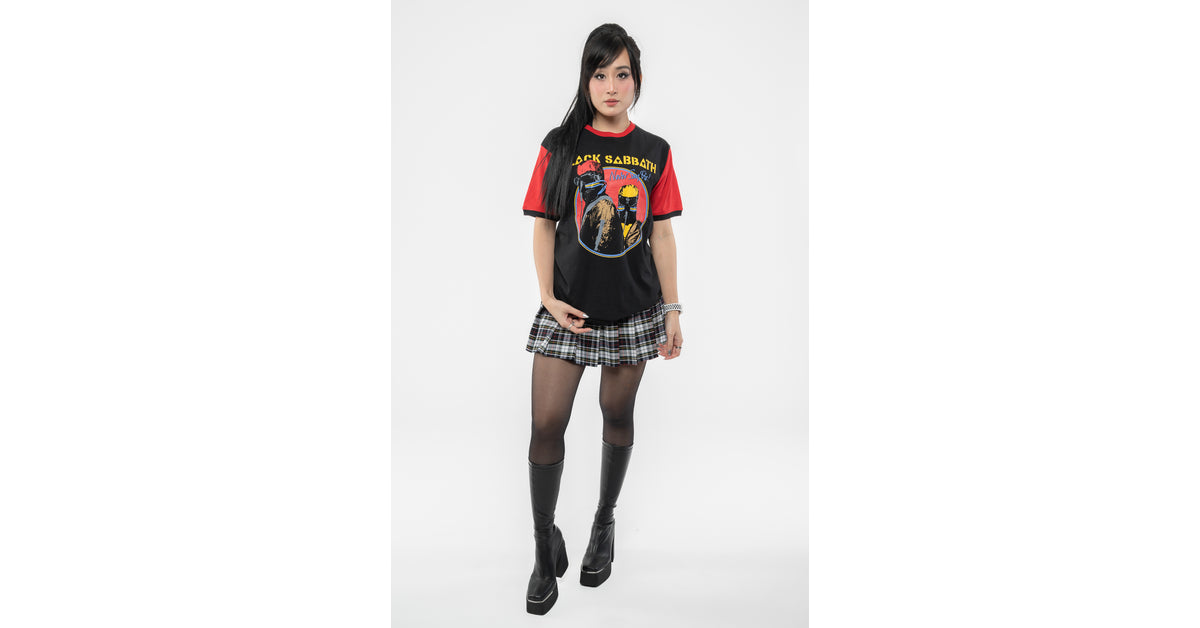 Black Sabbath T-Shirt Ufficiale – Never Say Die, Manica Raglan, Cotone Morbido, Unisex, Nero/Arancione