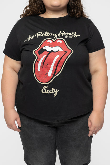T-shirt Donna Rolling Stones - Plastered Tongue, Ufficiale, Qualità Premium, Taglie Dalla S Alla XXL