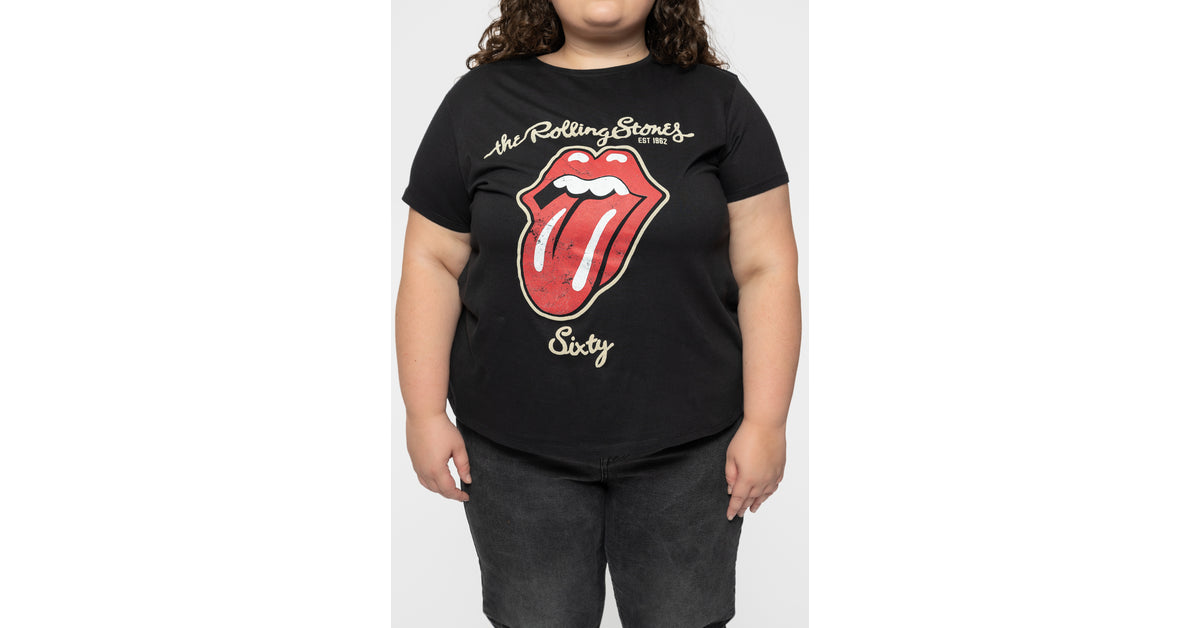 T-shirt Donna Rolling Stones - Plastered Tongue, Ufficiale, Qualità Premium, Taglie Dalla S Alla XXL
