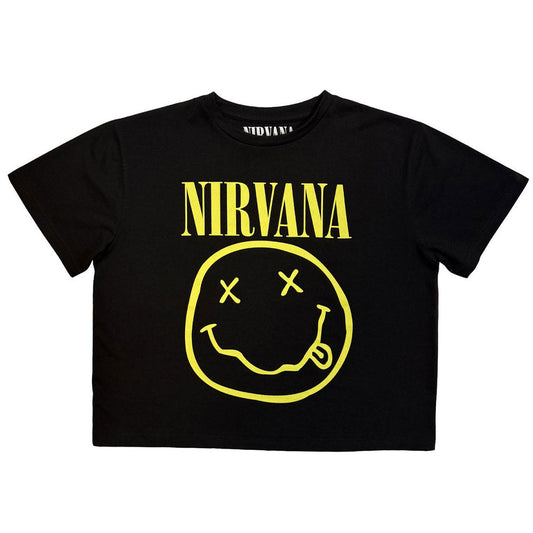 Nirvana Yellow Grunge Face Crop Top, part of this week's new arrivals at Paradiso Clothing