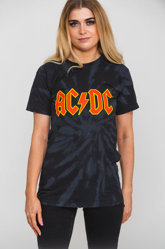 AC/DC classic band logo dip dye t-shirt in black