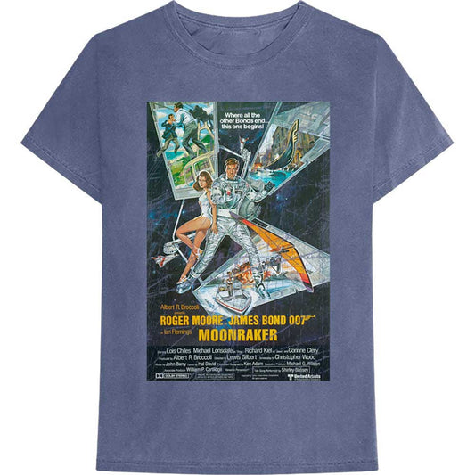 James Bond 007 Unisex T-Shirt: Moonraker (Denim Blue)