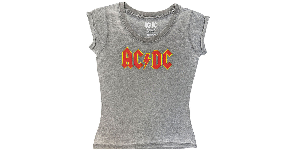 AC/DC Ladies Burnout T-Shirt: Logo (Charcoal Grey) – Paradiso Clothing