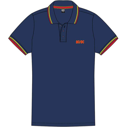 AC/DC Unisex Polo Shirt: Classic Logo (Navy Blue)