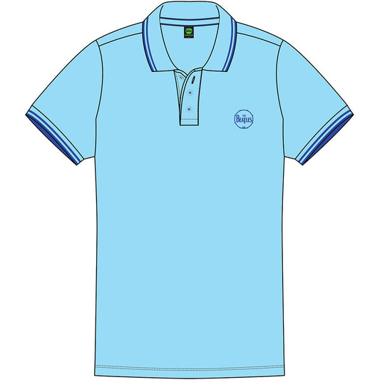 The Beatles Unisex Polo Shirt: Drum Logo (Light Blue)