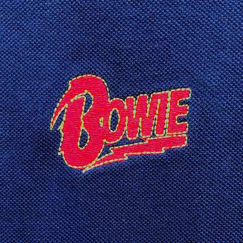 David Bowie Unisex Polo Shirt: Flash Logo (Navy Blue)