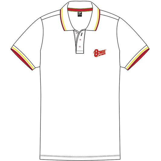 David Bowie Unisex Polo Shirt: Flash Logo (White)