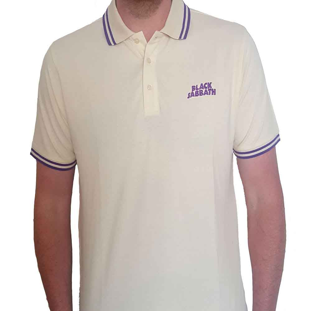 Black Sabbath Unisex Polo Shirt: Wavy Logo (Natural)