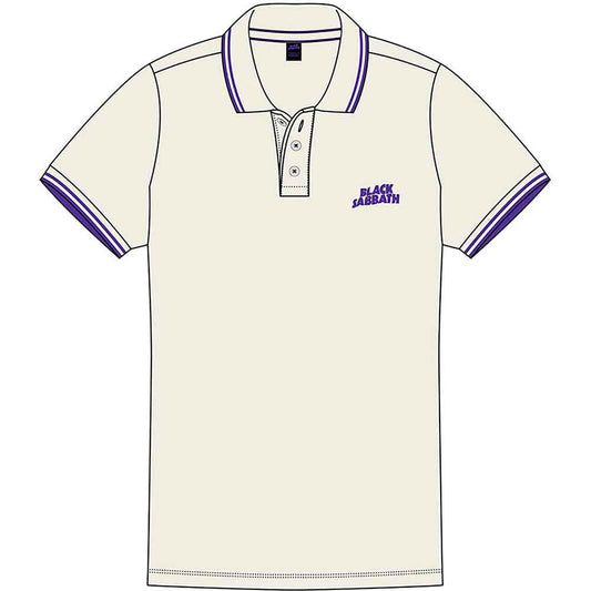 Black Sabbath Unisex Polo Shirt: Wavy Logo (Natural)