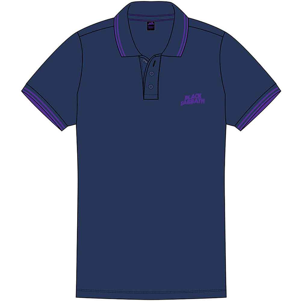 Black Sabbath Unisex Polo Shirt: Wavy Logo (Navy Blue)