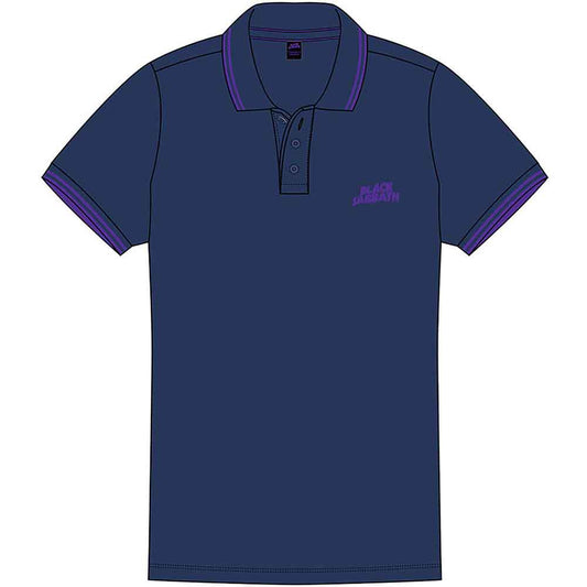 Black Sabbath Unisex Polo Shirt: Wavy Logo (Navy Blue)