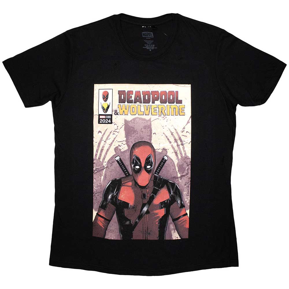 Marvel Comics Unisex T-Shirt: Deadpool & Wolverine Comic Cover (Black)