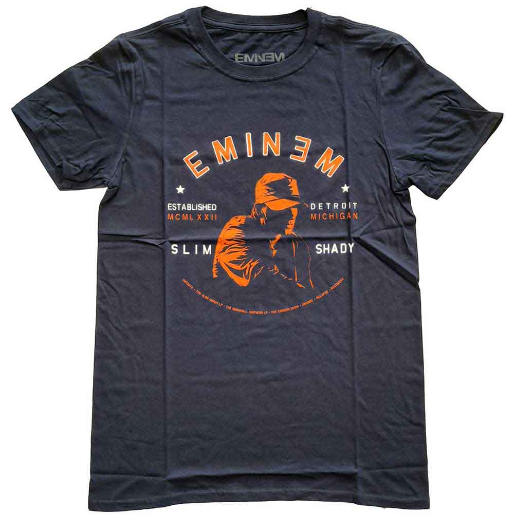 Eminem Unisex T-Shirt: Detroit Portrait (Navy Blue)