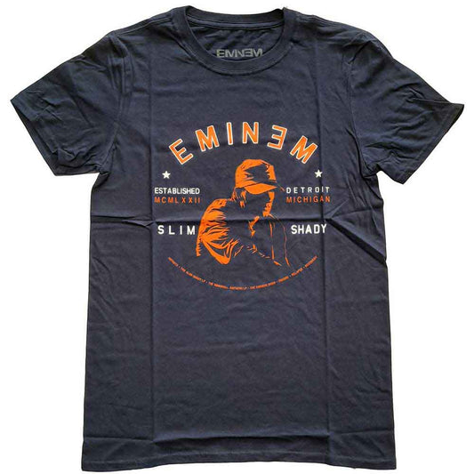 Eminem Unisex T-Shirt: Detroit Portrait (Navy Blue)