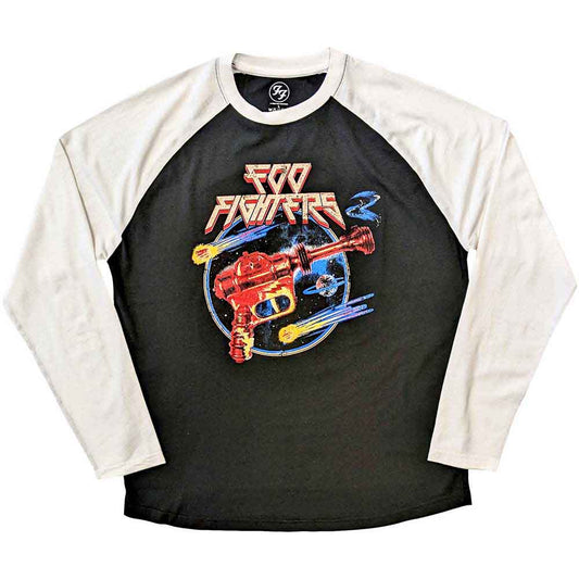 Foo Fighters Unisex Raglan T-Shirt: Ray Gun (Black & White)