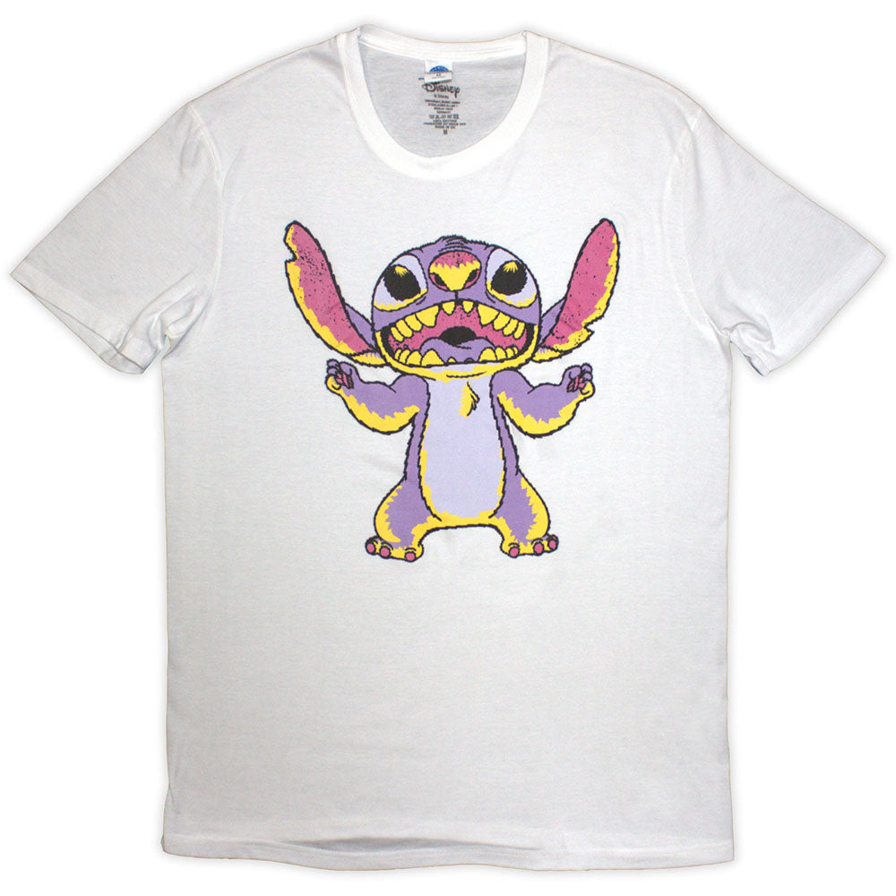 Disney Unisex T-Shirt: Lilo & Stitch Purple Stitch (White)