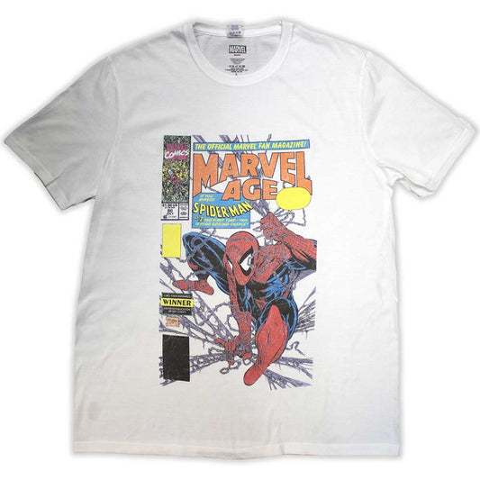 Marvel Comics Unisex T-Shirt: Spider-Man Marvel Age Comic Cover Vintage (White)