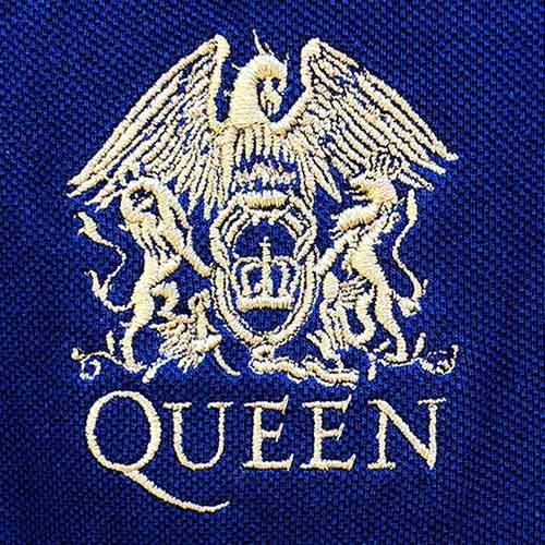 Queen Unisex Polo Shirt: Crest Logo (Navy Blue)
