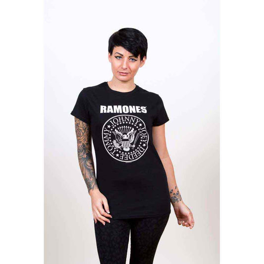 Ramones Ladies T-Shirt: Seal (Black) (Skinny Fit)