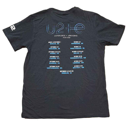 U2 Unisex T-Shirt: Repeat Logo (Black) (Back Print & Ex-Tour)