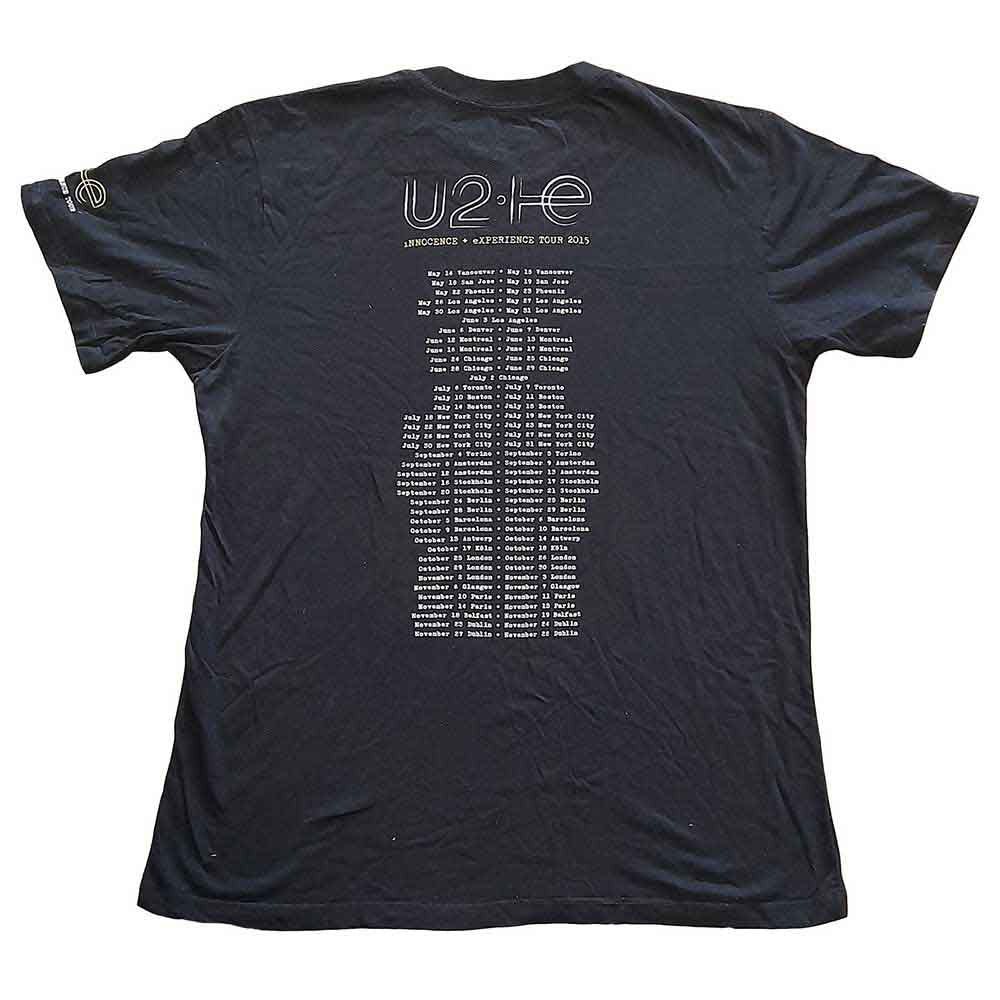 U2 Unisex T-Shirt: I+E Tour 2015 There Is A Light (Black) (Back Print & Ex-Tour)