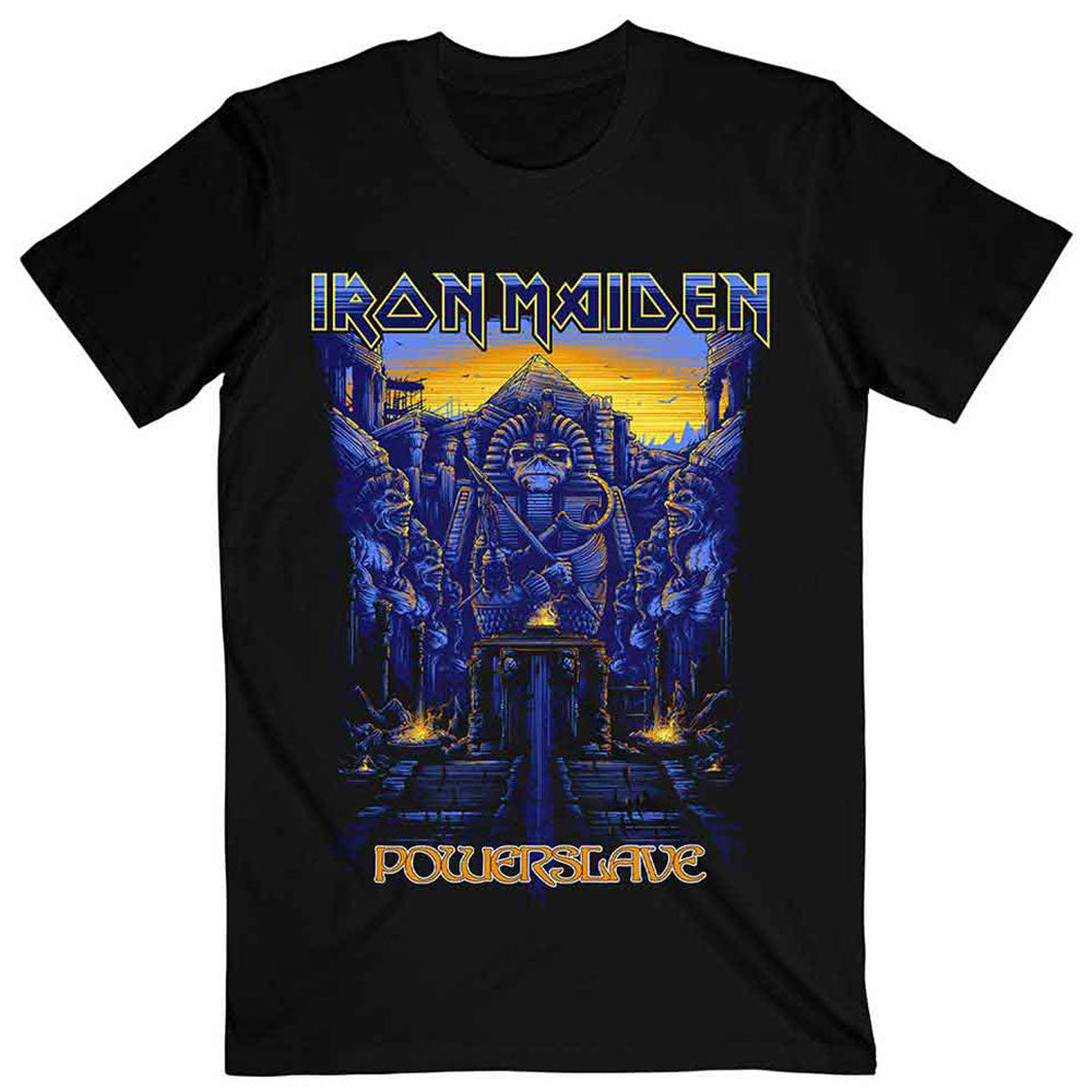 Iron Maiden Unisex T-Shirt: Dark Ink Powerslaves (Black)