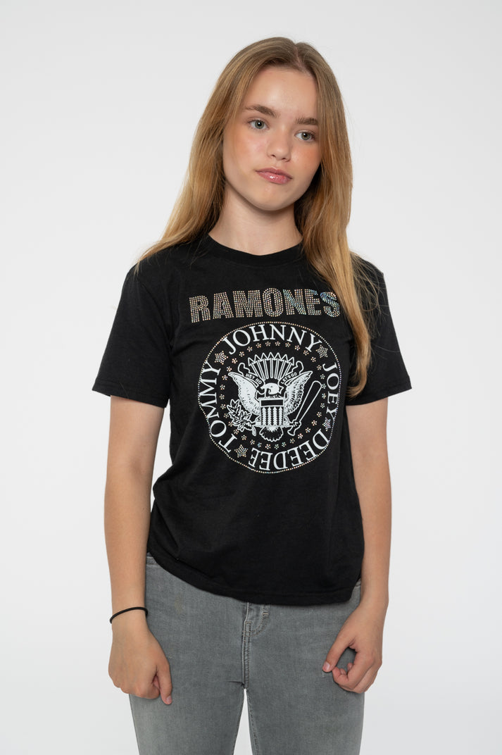 Ramones T Shirt Presidential Seal Band Logo Ufficiale da Donna Skinny Fit Purple Size XS Ramones T Shirt Presidential Seal Band Logo Ufficiale da Donna Skinny Fit Purple Size XS